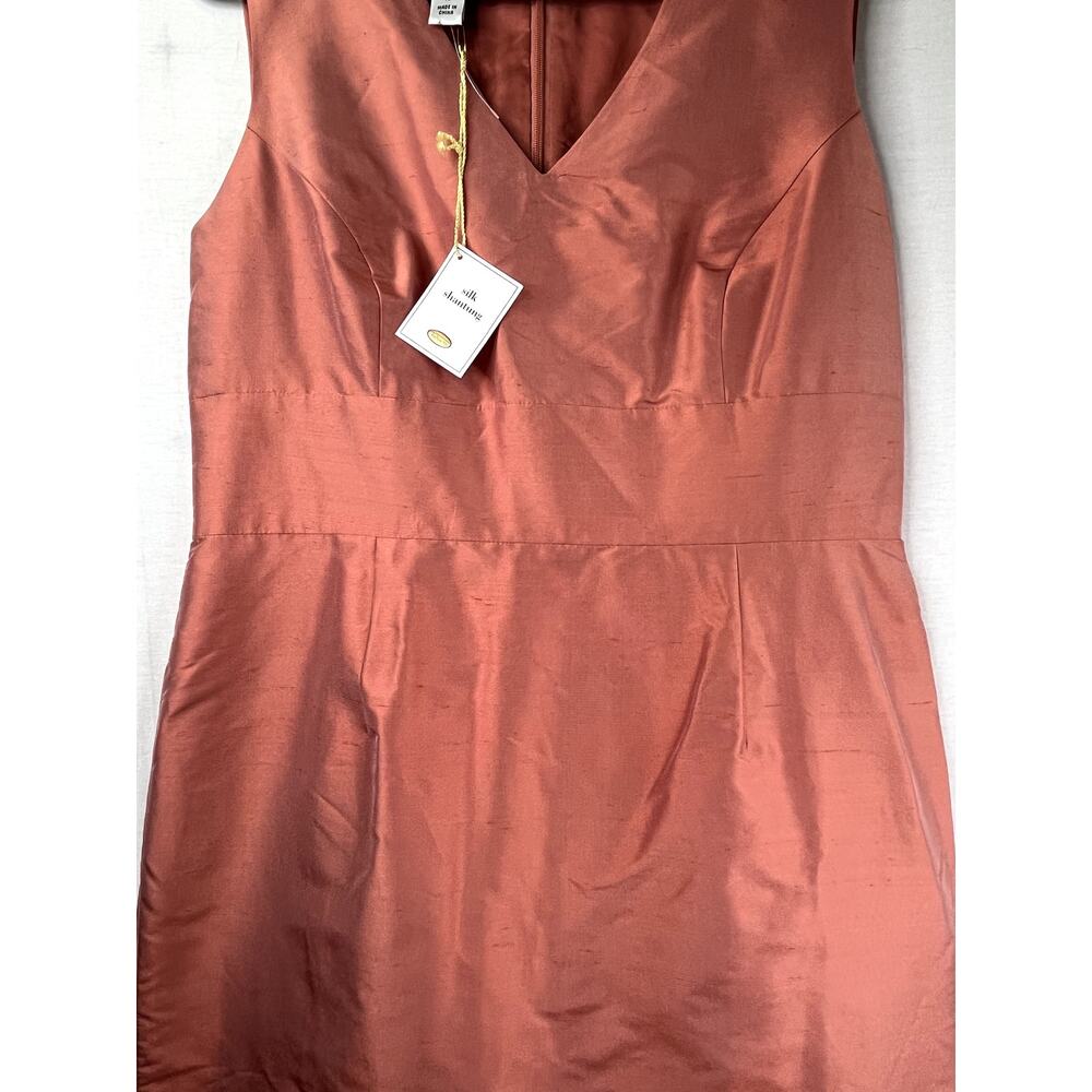 NWT Talbots Silk Shantung Sleeveless Dress in coral, size 10P - Picture 4 of 11